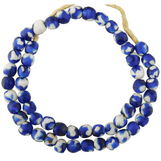 10Mm Navy Blue Glass Beads - Handmade African Krobo Strand
