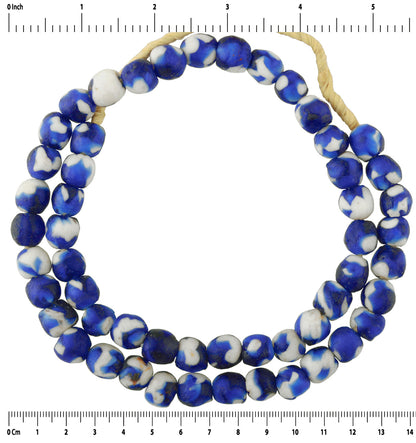 10Mm Navy Blue Glass Beads - Handmade African Krobo Strand - close-up