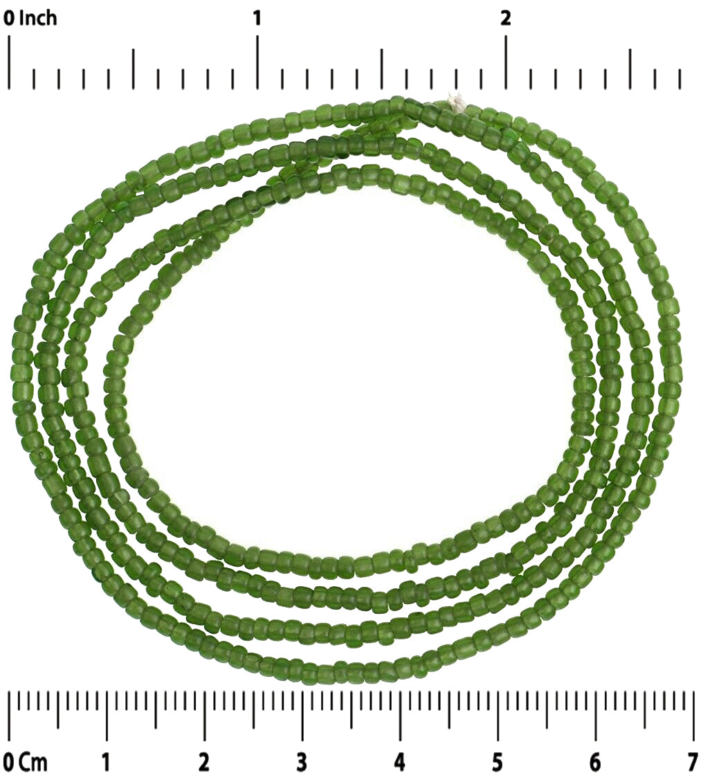 Old Translucent Green 2 mm Venetian Seed Bead Strand – Trade Beads