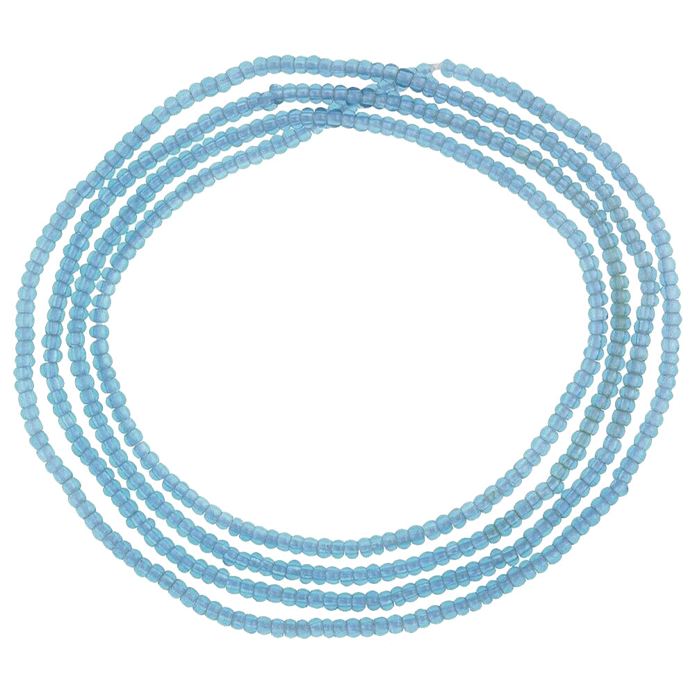 Tiny 2 mm Translucent Blue Old Venetian Drawn Seed Glass Trade Beads Strand