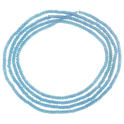 Tiny 2 mm Translucent Blue Old Venetian Drawn Seed Glass Trade Beads Strand
