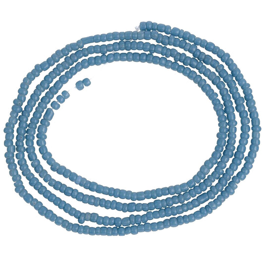 Vintage Blue Old Venetian Seed Beads Strand • Tiny 2–3 mm Trade Beads