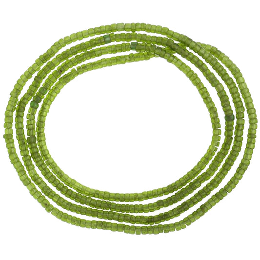 AfOld Venetian Tiny Translucent Green 2 mm Drawn Seed Bead Strandrican Trade Old