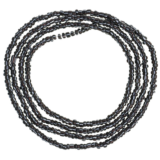 Old Tiny 2 mm Black Striped Venetian Seed Trade Beads Strand