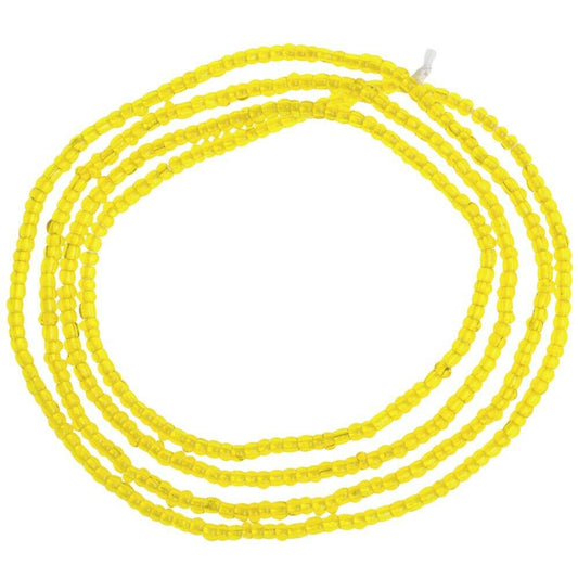 Yellow Translucent 2 mm Old Venetian Drawn Seed Beads Strand – Excellent