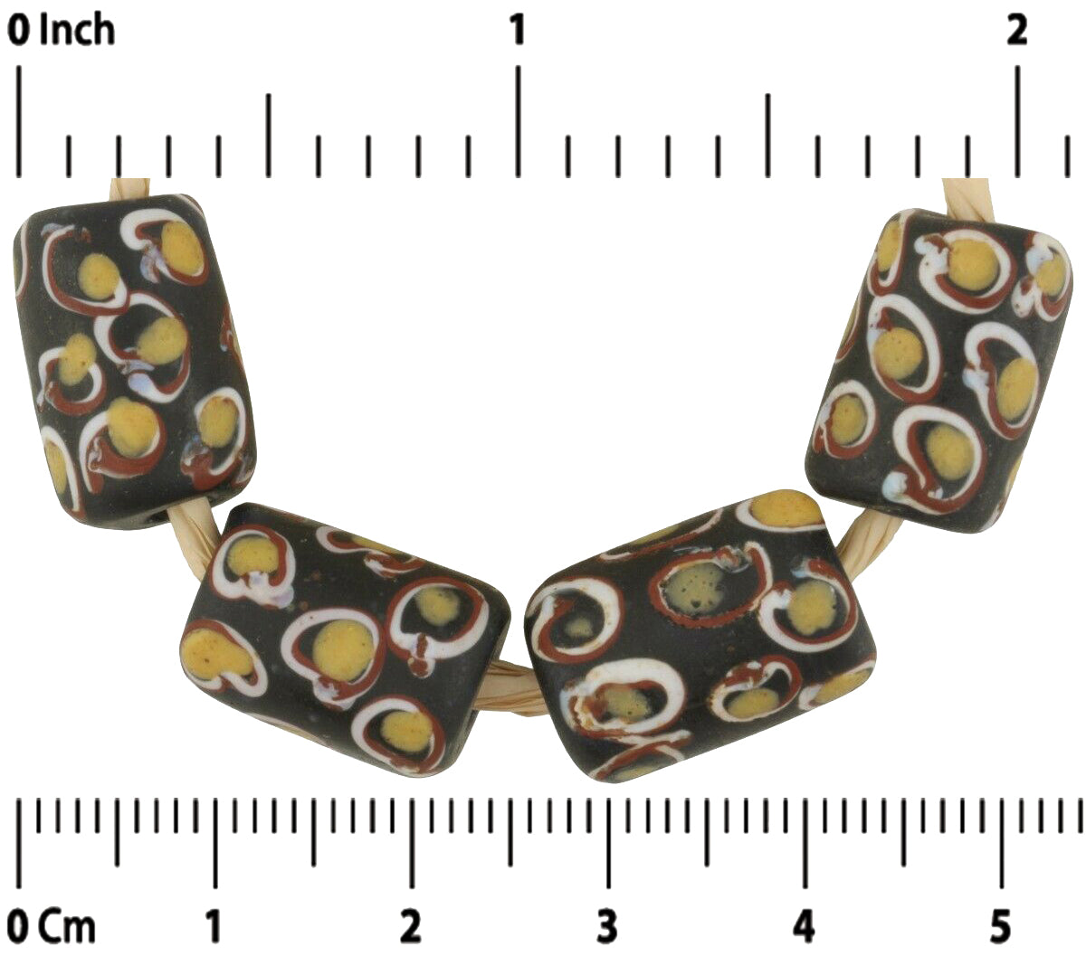 Old African Trade Beads Eye Antique Venetian Glass Wound Black Fancy Ghana - alternate view