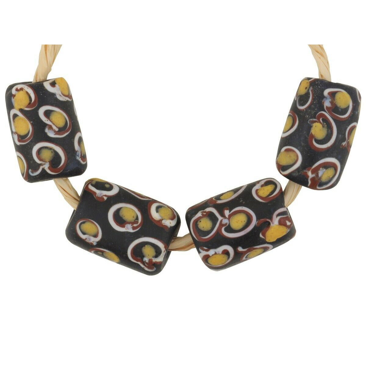 Old African Trade Beads Eye Antique Venetian Glass Wound Black Fancy Ghana