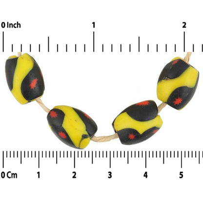 Antique Oval African Trade Beads - Venetian Millefiori Mosaic Glass - close-up