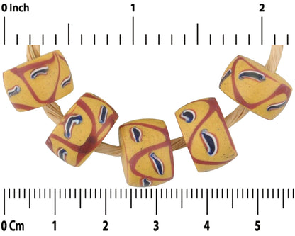 Antique Yellow Fancy Venetian Wound Glass Trade Beads - alternate view