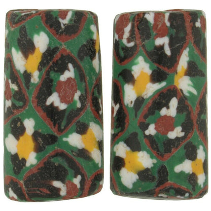 Rare African Trade Beads Old Millefiori Venetian Glass Beads Murano Mosaic Glass - partial view