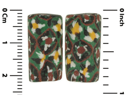 Rare African Trade Beads Old Millefiori Venetian Glass Beads Murano Mosaic Glass - enhanced texture view
