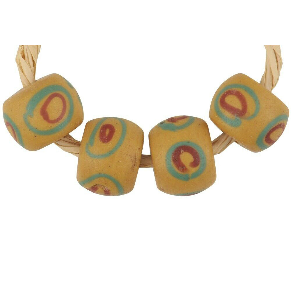 Antique "Eye" Venetian Lampwork Glass Trade Beads - 13X10Mm