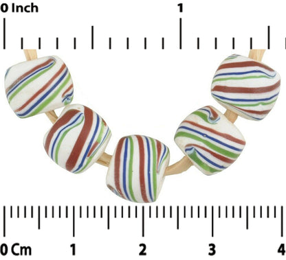 Rare Antique White "Swirl" Fancy Venetian Glass Trade Beads - alternate view