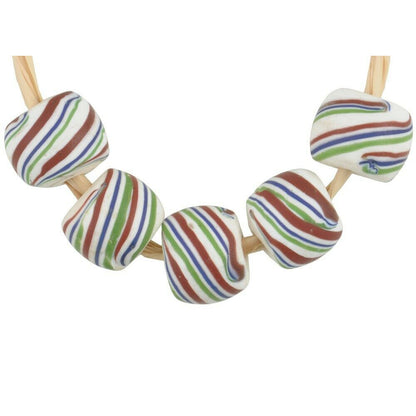 Rare Antique White "Swirl" Fancy Venetian Glass Trade Beads