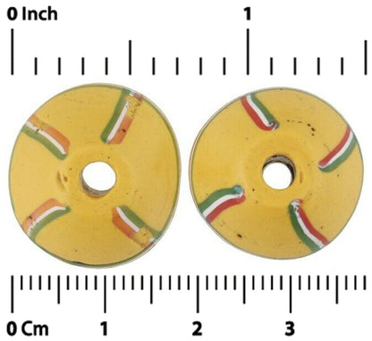 Antique Yellow Bicone Venetian Lampwork Glass Trade Beads - close-up