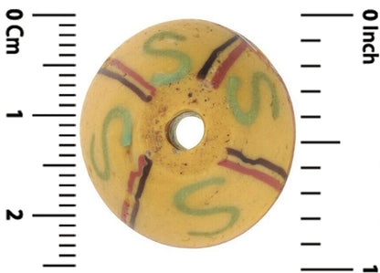 Rare Old Yellow Bicone Venetian Lampwork Glass Trade Bead - zoomed-in detail