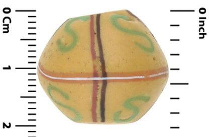 Rare Old Yellow Bicone Venetian Lampwork Glass Trade Bead - close-up