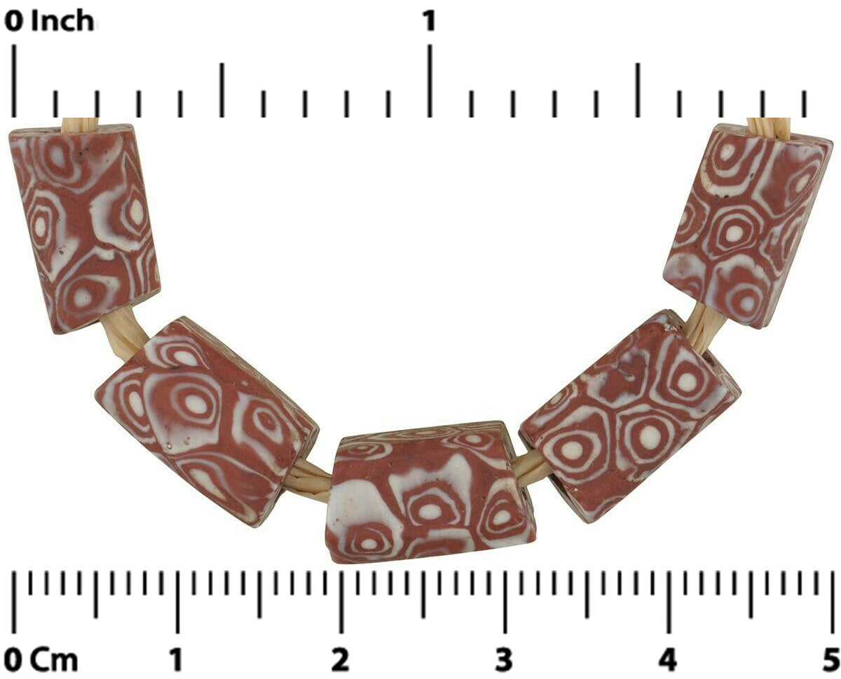 Antique African Trade Beads: Rare Old Rectangular Millefiori Mosaic - alternate view