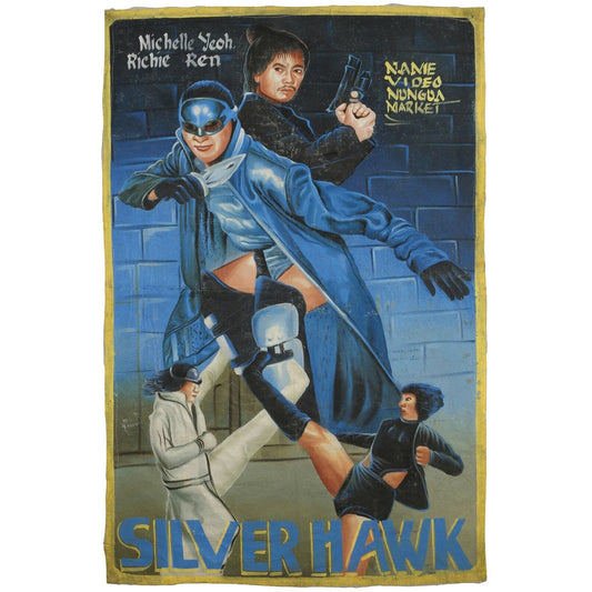 Silver Hawk: Authentic Ghanaian Hand-Painted Movie Poster Artwork