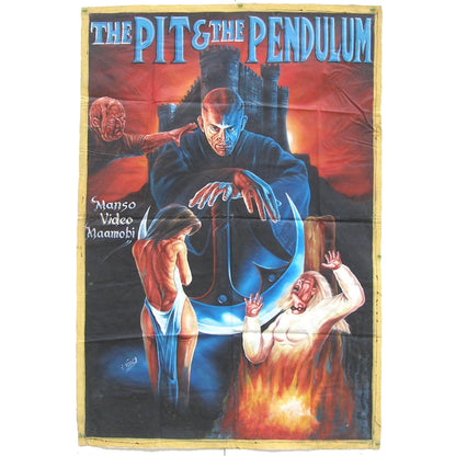 The Pit And The Pendulum" - Authentic Ghana Hand-Painted Poster - horror scene artwork