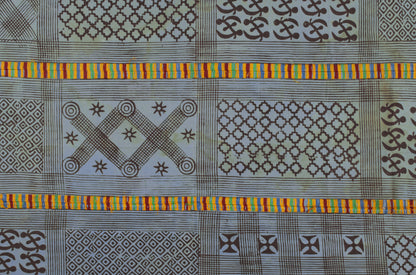 Vintage Hand Stamped Adinkra Cloth 55″×37½″ – Authentic 1970s Ghana