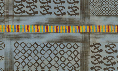 Vintage Hand Stamped Adinkra Cloth 55″×37½″ – Authentic 1970s Ghana