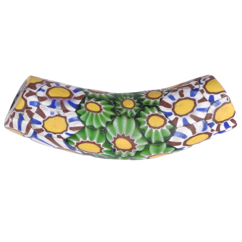 Rare Antique Elbow Millefiori Venetian Mosaic Glass Trade Bead - 42Mm