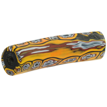 Rare Large Antique Elbow Millefiori Venetian Mosaic Glass Trade Bead